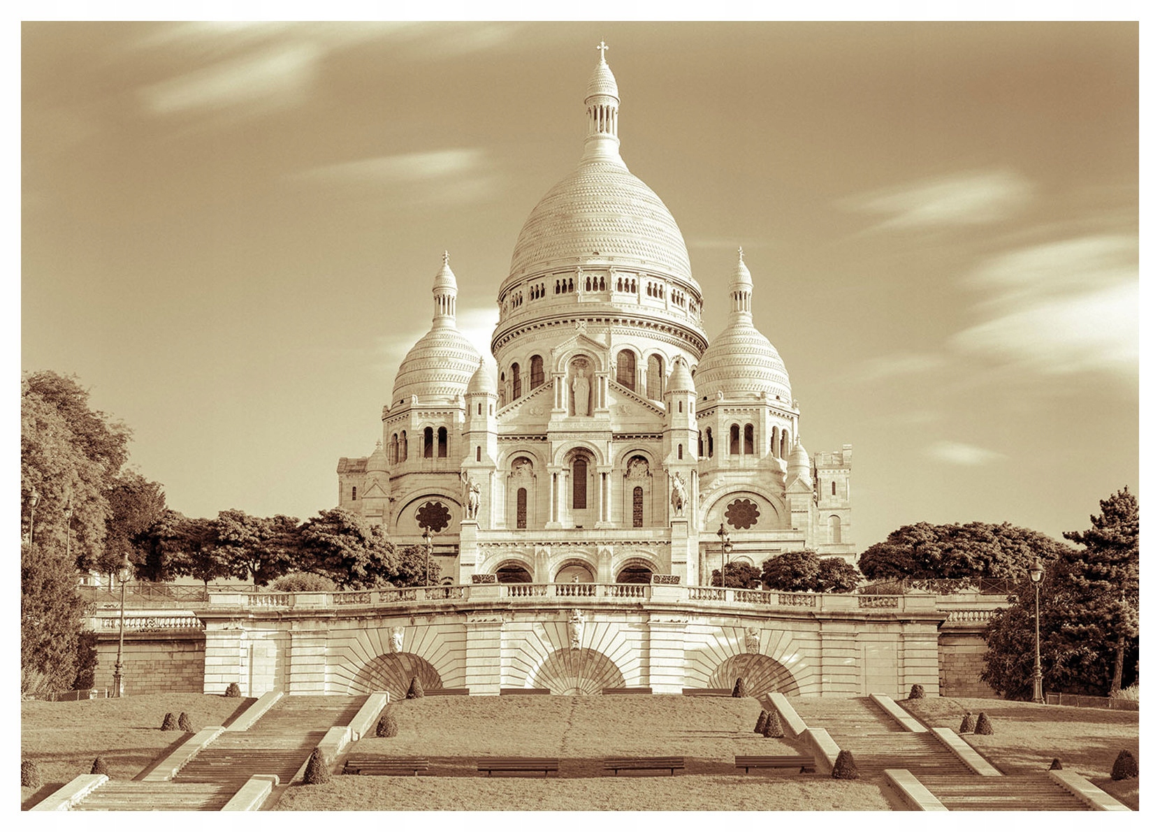 Fototapeta vlies Sacré-Cœur Paríž Montmartre retro sépia 312x219 lepidlo