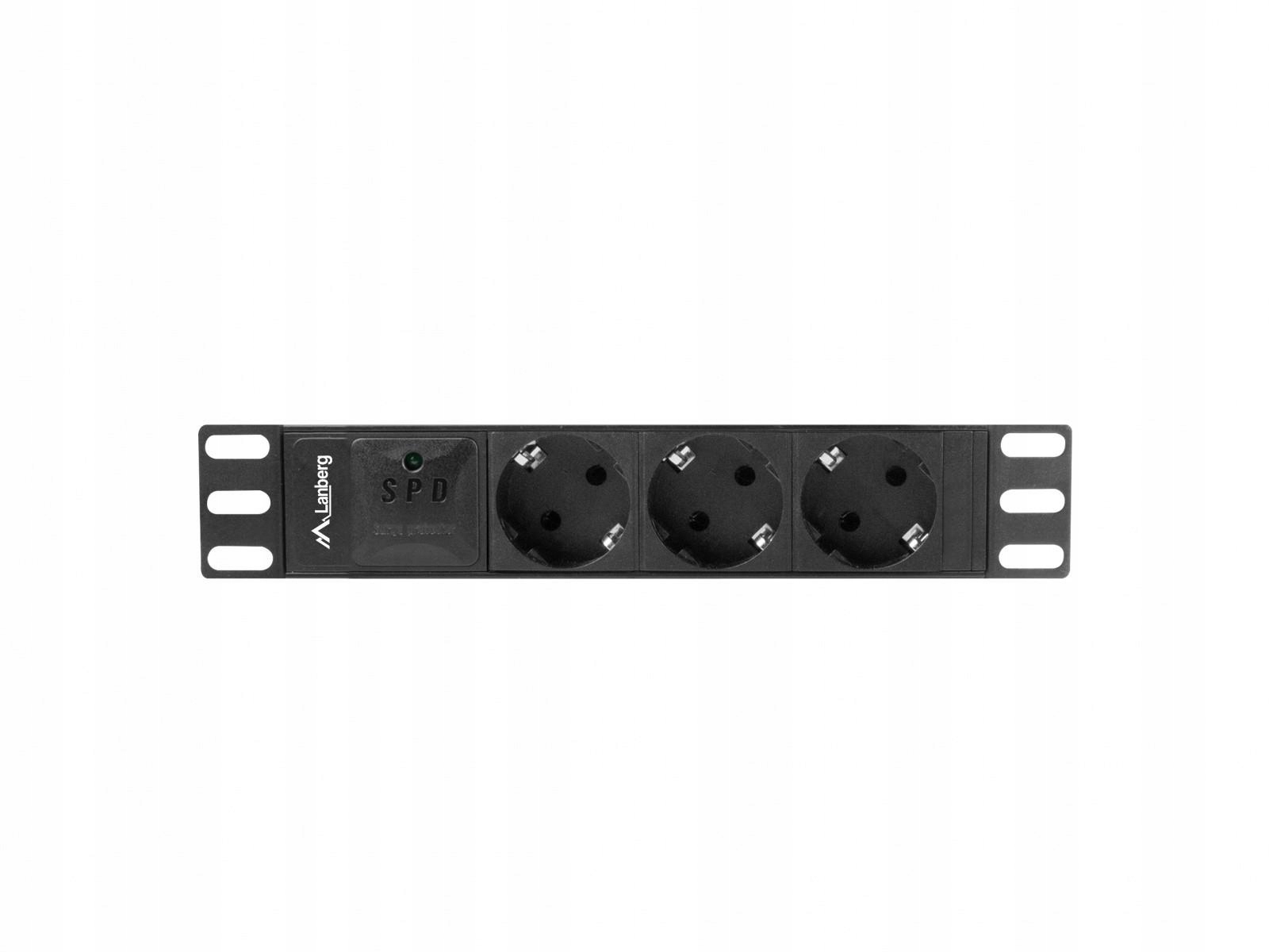 Listwa zasilająca Rack Pdu 10 cali 1U 3x Schuko 2m 10A czarna C14