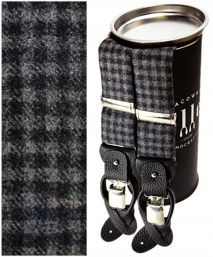 Szelki do spodni 2w1 NA GUZIKI WEŁNA 100% FLANELA