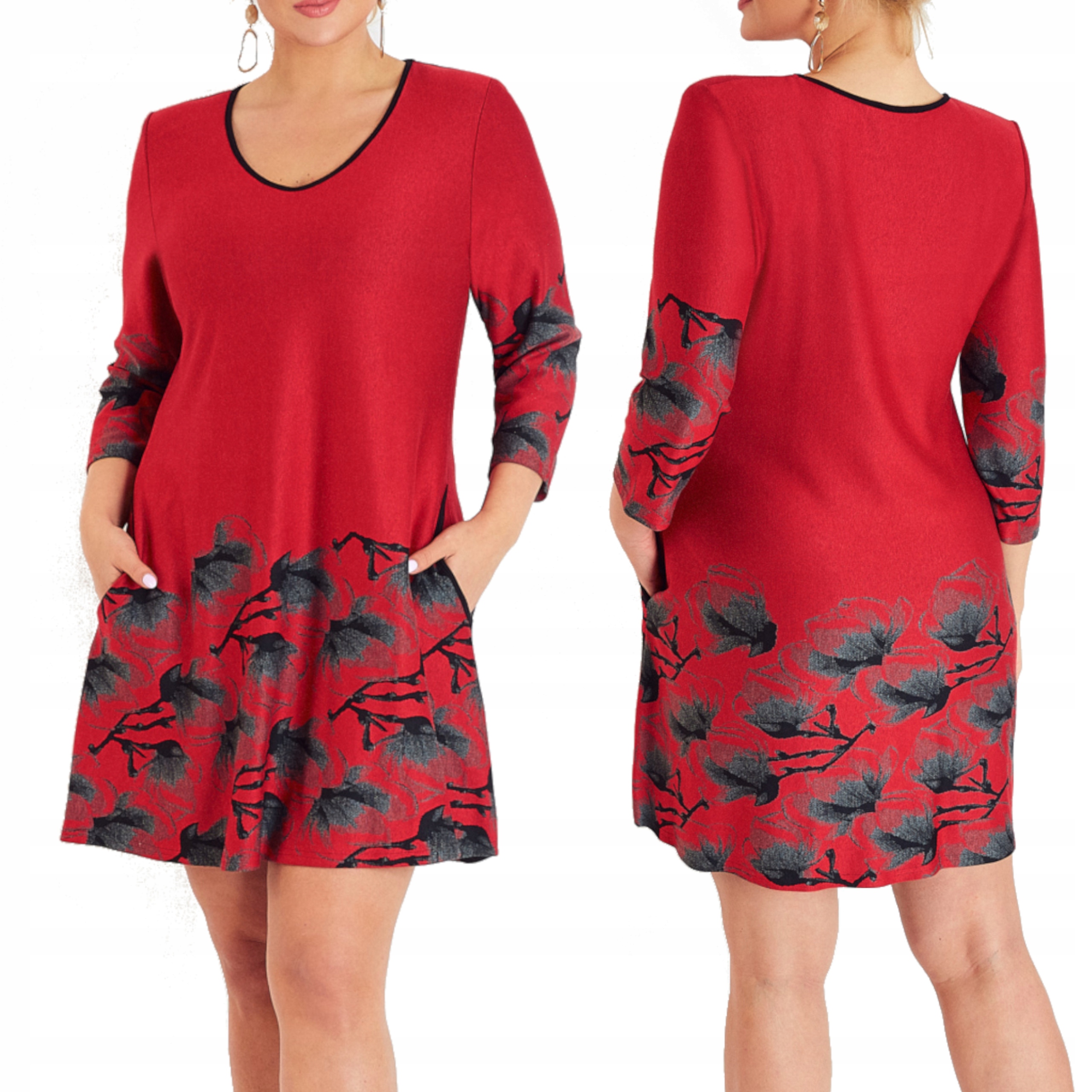 Šaty Dámská Podzimní Vánoční Teplá Tlustá