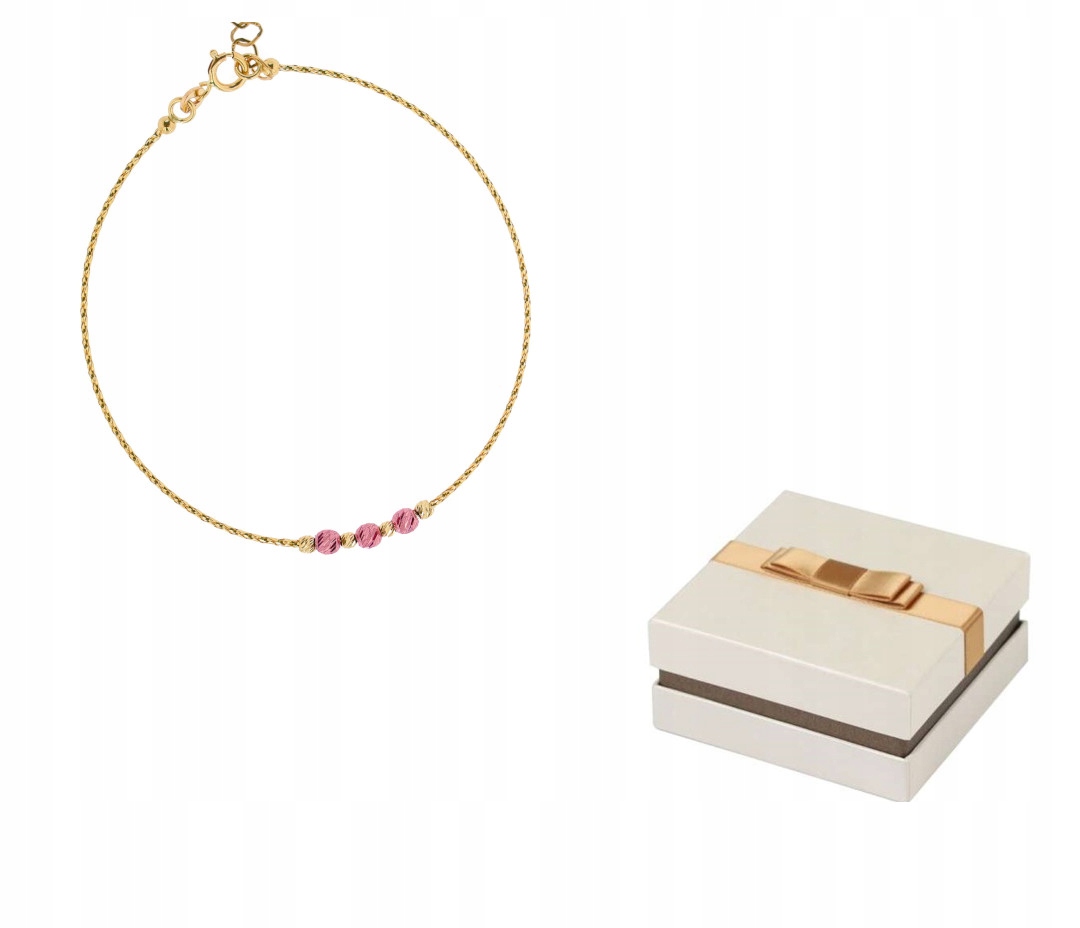 Zlato 585 Zlatý náramek Pevný s kuličkami 14 karátů BZ165