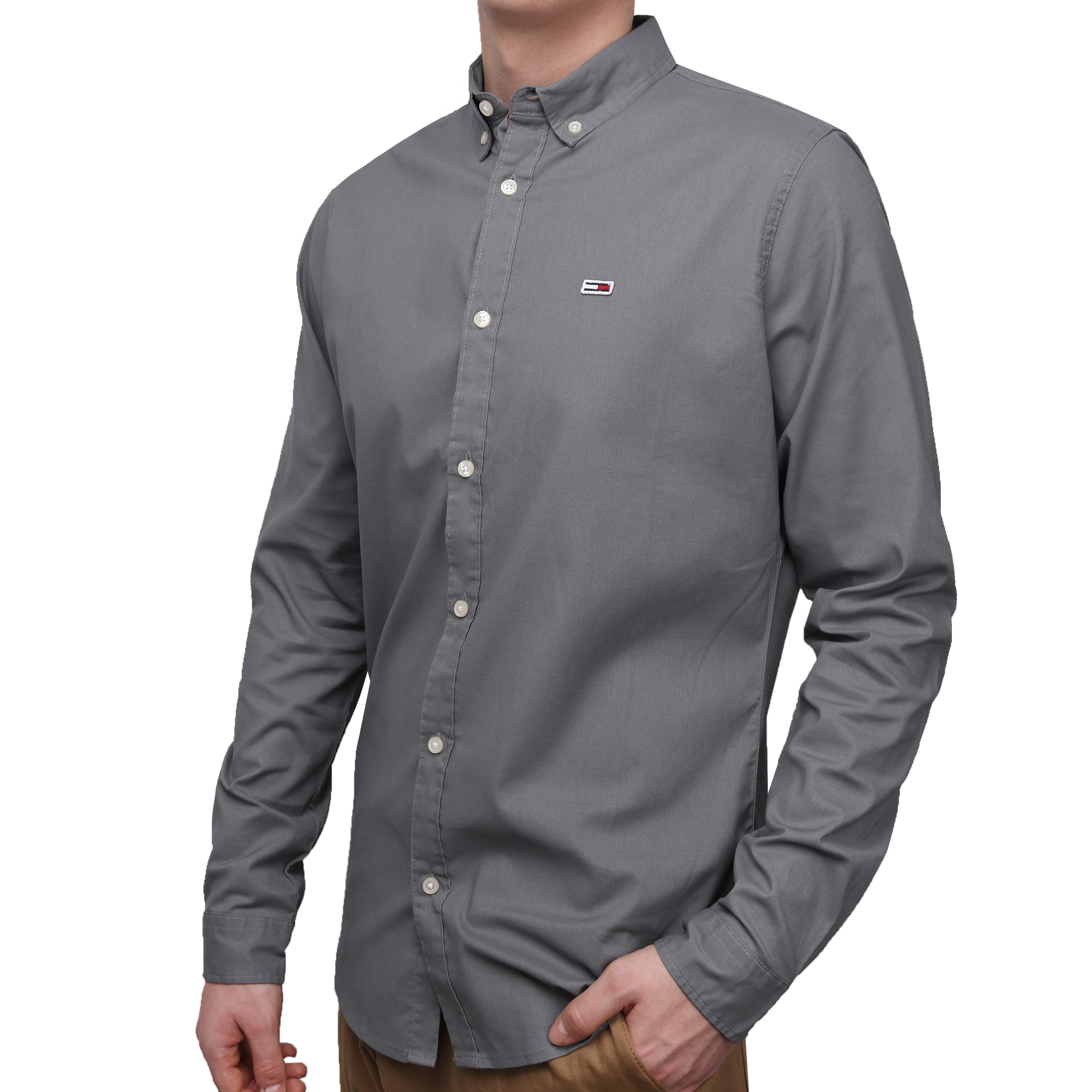 Pánská košile Tommy Tjm Slim Poplin Shirt Grey