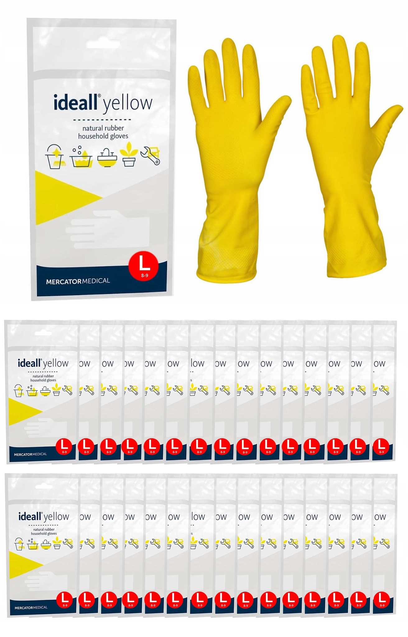 Levně Ekonomické rukavice Latexové Žluté Velikost: 9 L Ideall Yellow 1