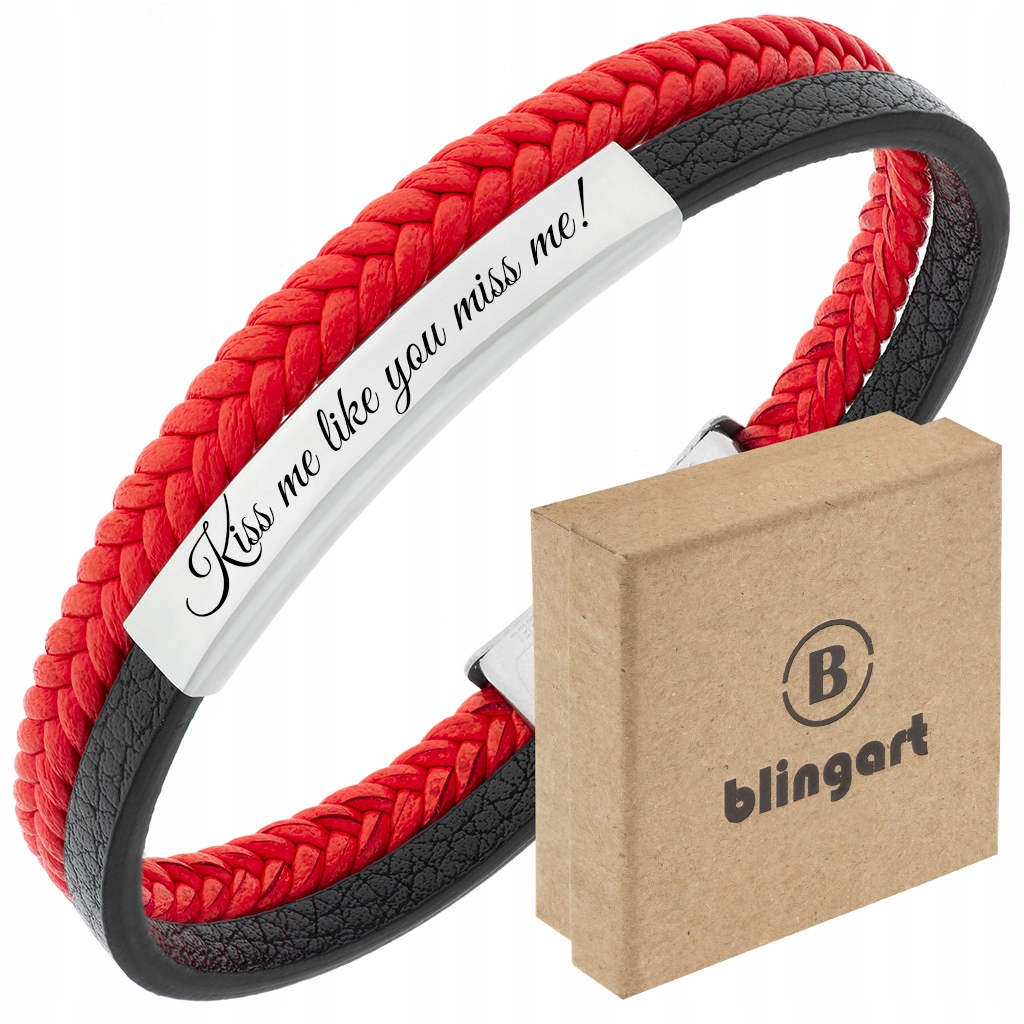 

Bransoletka z Grawerem skórzana plecionka