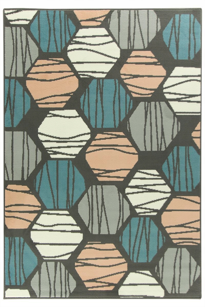 

60x110 cm Piękny Dywan Pastelowy Niebiesko Różowy