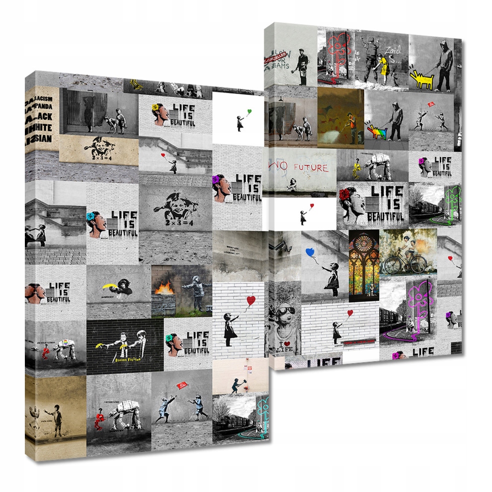 

Obraz 60x60 Mega Mix Banksy Kolaż
