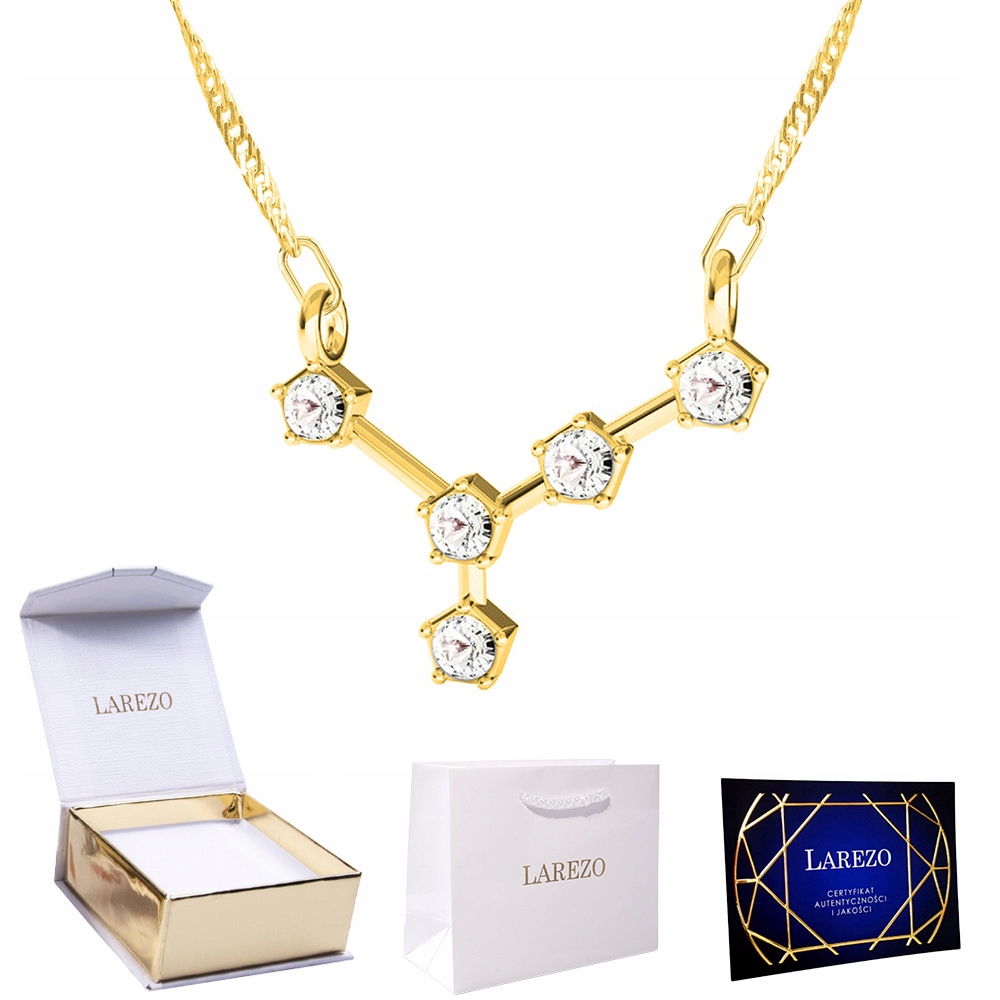 Zlatý náhrdelník 925 se znamením zvěrokruhu Cancer Znamení Zvěrokruhu Rak se zirkony