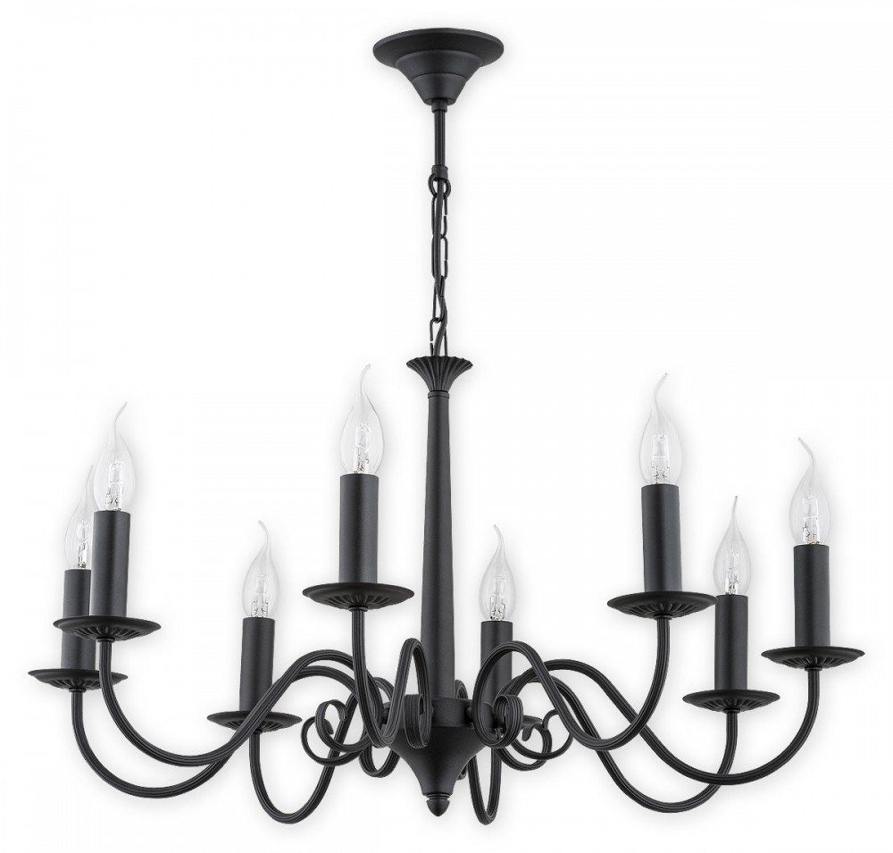 Barokový luster Asti žiarovky plamene na skrútených ramenách do obývačky