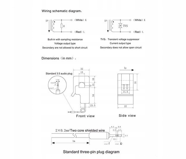 Czujnik natężenia prądu AC nieinw. SCT-013-030 30A Rodzaj czujnik