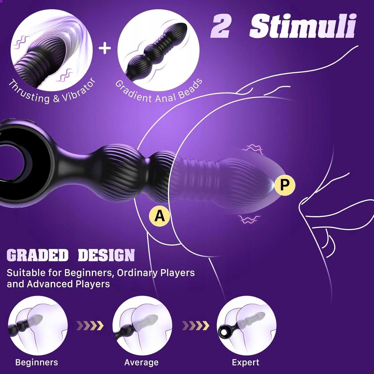 ANAL PLUG 3W1 Z WIBRACJĄ I PEREŁKAMI DO MASAŻU PROSTATY DLA MĘŻCZYZN — miniatura 6
