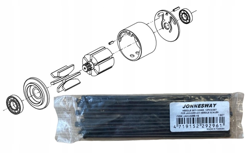 Zestaw igieł 3x125mm do młotka pneumatycznego JAH-0288-16 12szt