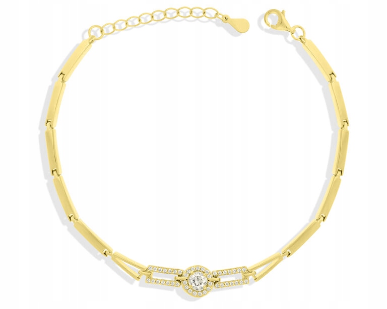 Zlatý dámský náramek se zirkony s originálním vzorem Stříbro ryzost 925