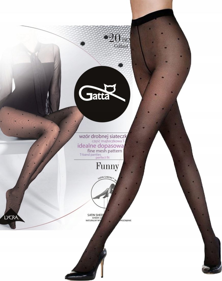 Punčocháče síťované vzorované Puntíky kabaretky Gatta Funny 05 5 XL