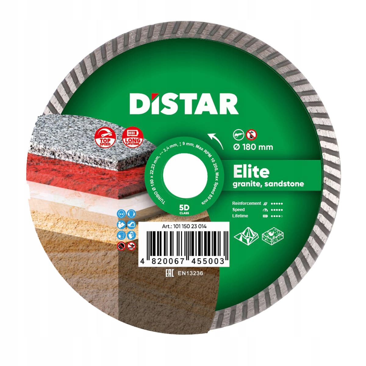 TARCZA DIAMENTOWA DO CIĘCIA GRANITU DISTAR TURBO ELITE 180mm
