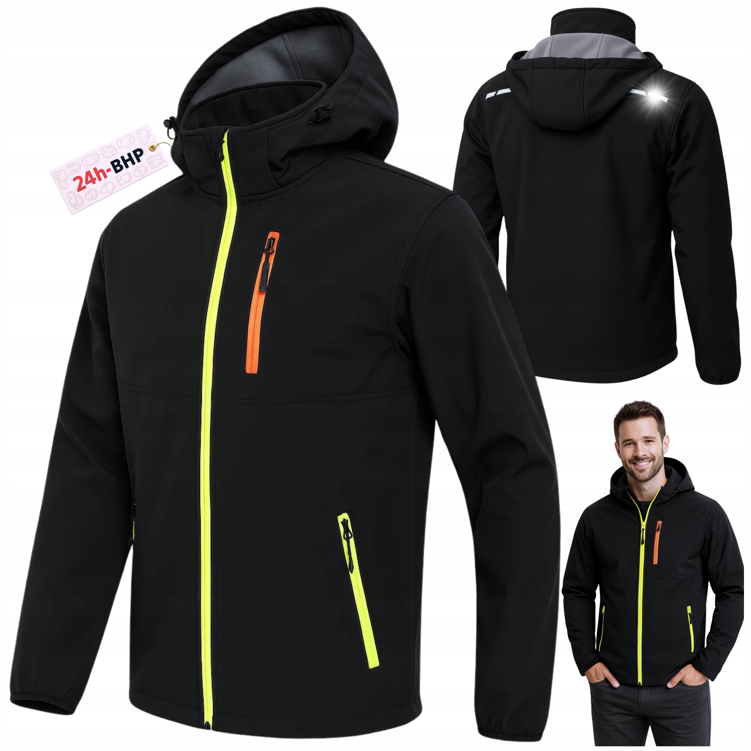 Softshellová Pracovní Mikina Ochranná Voděodolná Teplá Kapuce Bozp