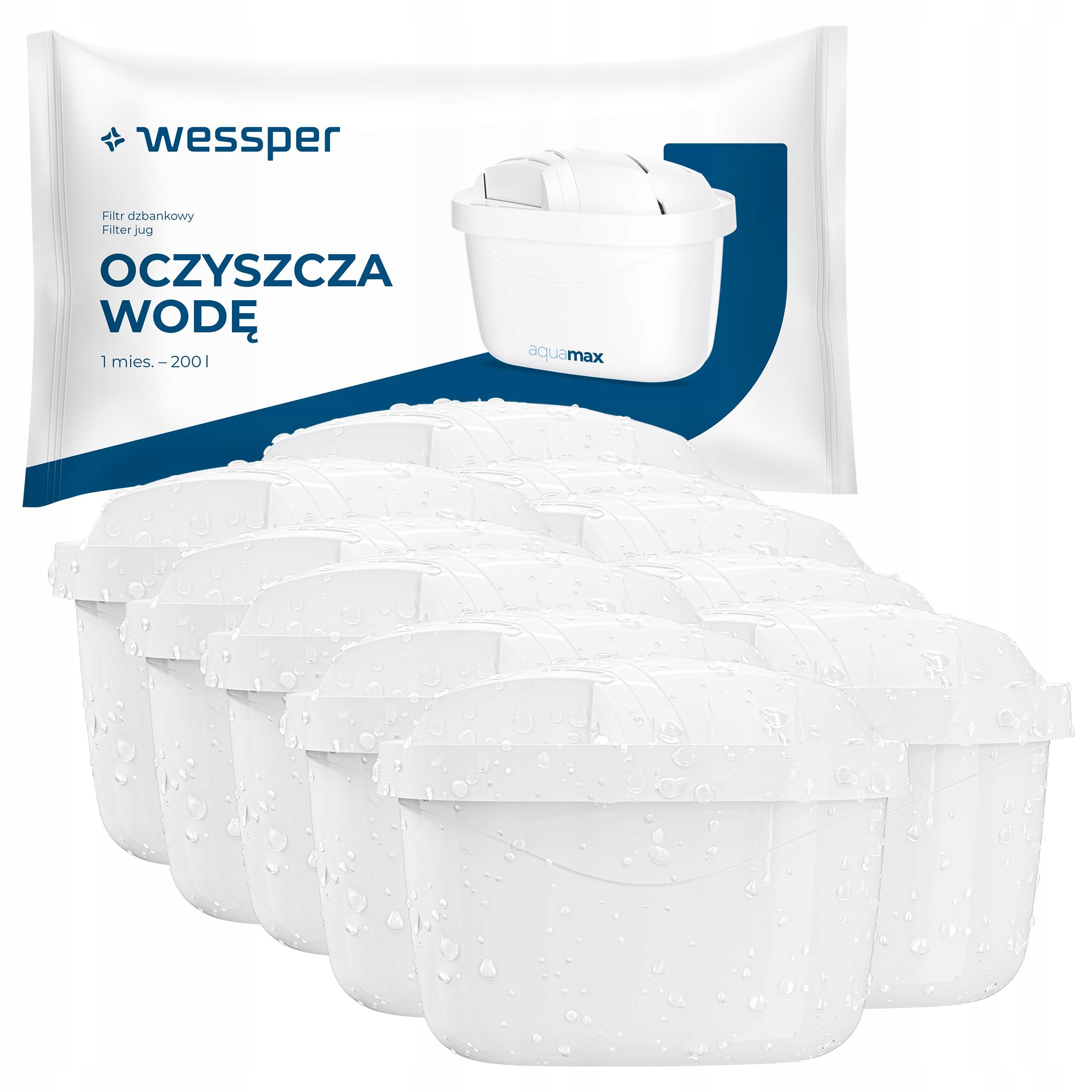 Wessper aquamax Standard filtr do dzbanka filtrującego szklanego 10 szt