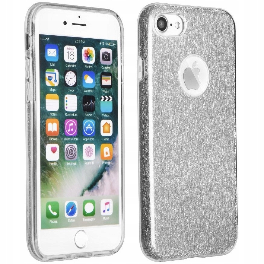 Etui silikonowe Apple iPhone Air (2025), brokatowe, Forcell Shining, srebrne