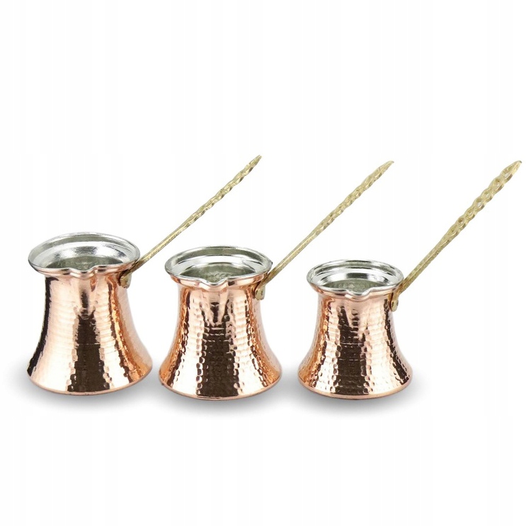 3X Měděný Kelímek Na Přípravu Turecké Kávy 200-250-300 ml Cezve