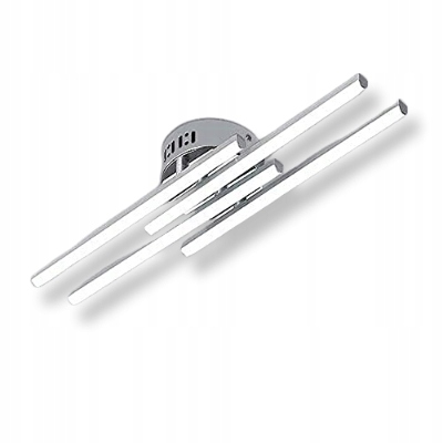 LAMPA SUFITOWA PLAFON LED SREBRO NOWOCZESNA 4-PUNKTOWA DO SALONU 6500K 24W