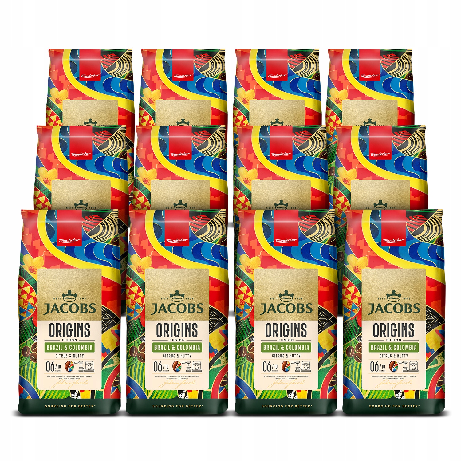 Kawa ziarnista Jacobs Origins Fusion Brazil & Colombia arabica 12x 1kg