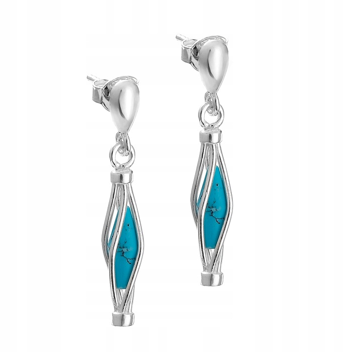 Stříbrné Závěsné Náušnice S Tyrkysem Stříbro