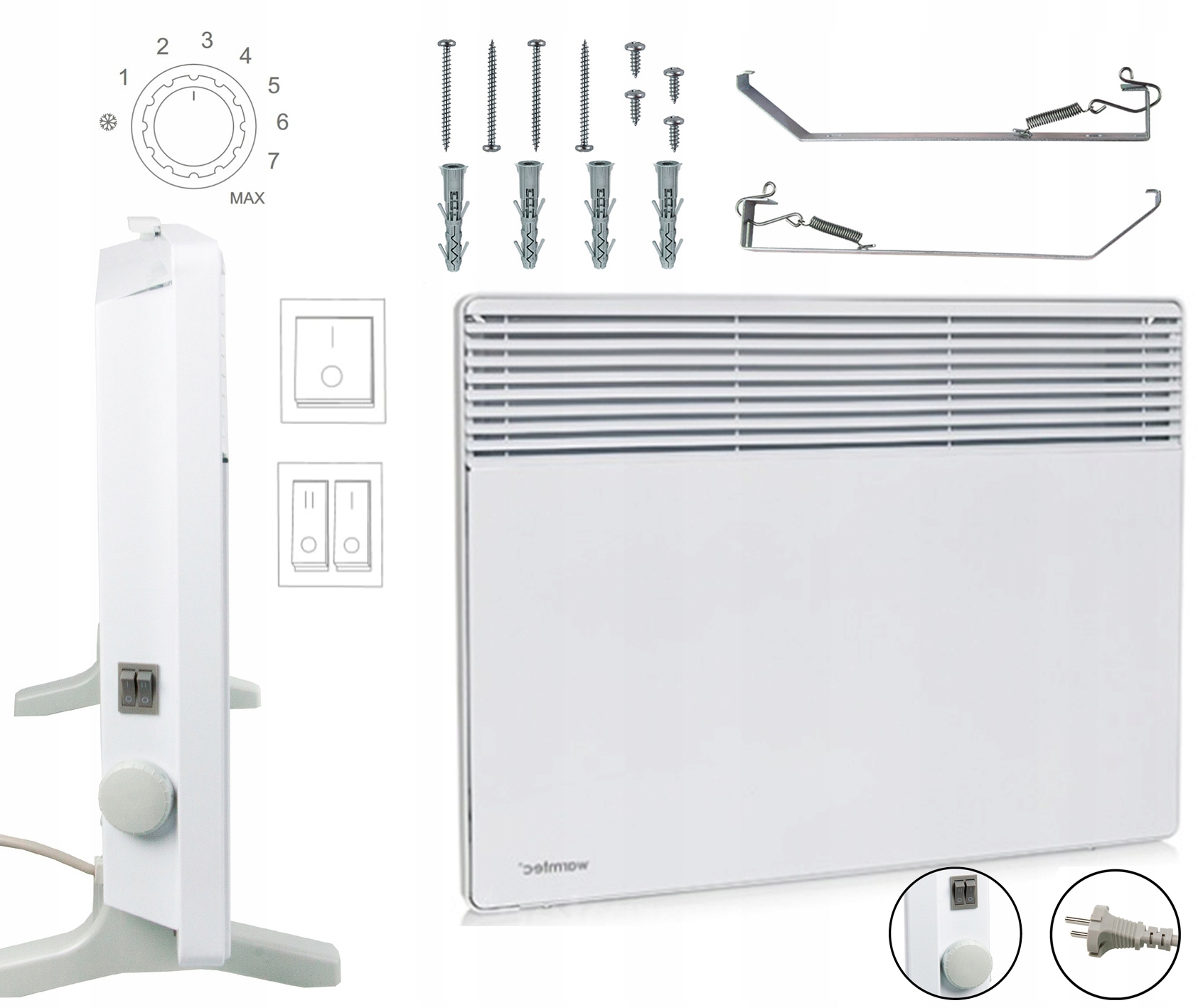 Elektrický nástěnný ohřívač Přenosný termostat Ohřívač 230V EWX-1500W