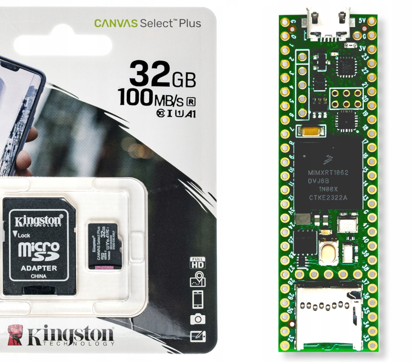 Set Vývojová deska mikrokontroléru Pjrc Teensy 4.1 32GB MicroSD karta