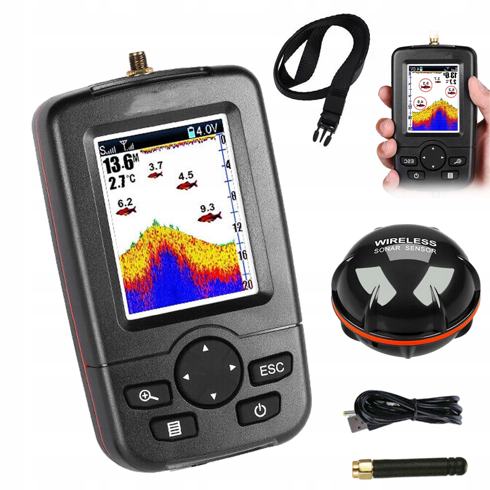 Rybářská Echosonda Sonda Na Ryby Sonar Pro Návnadovou Loď Bezdrátová