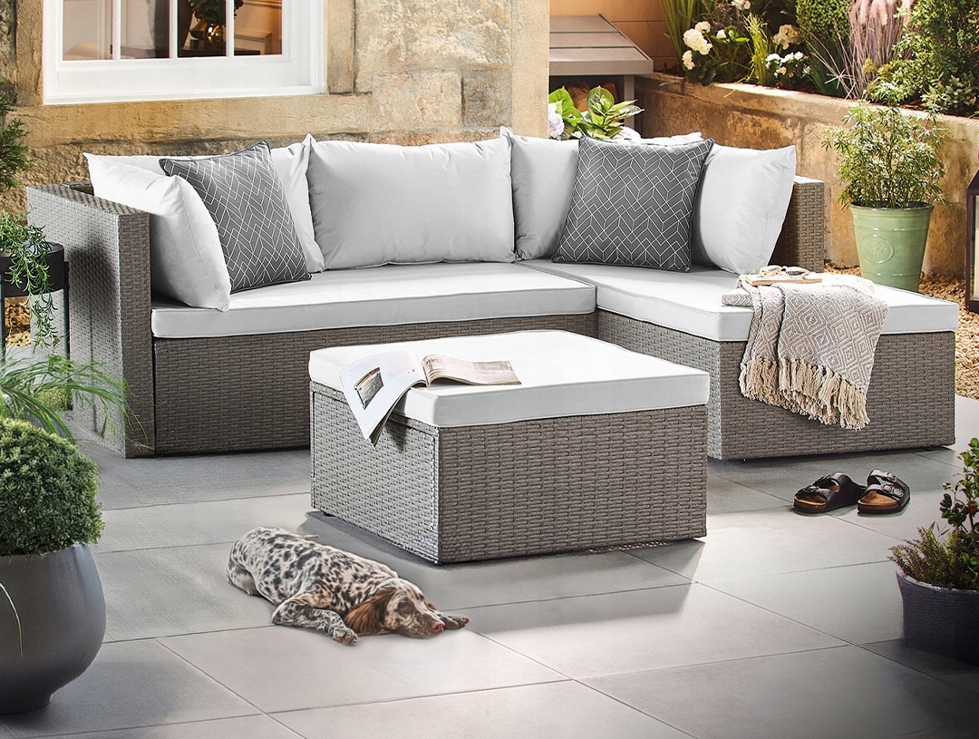 MEBLE OGRODOWE NAROŻNIK SOFA PUF ZESTAW MEBLI OGRODOWYCH Z TECHNORATTANU Producent eHokery