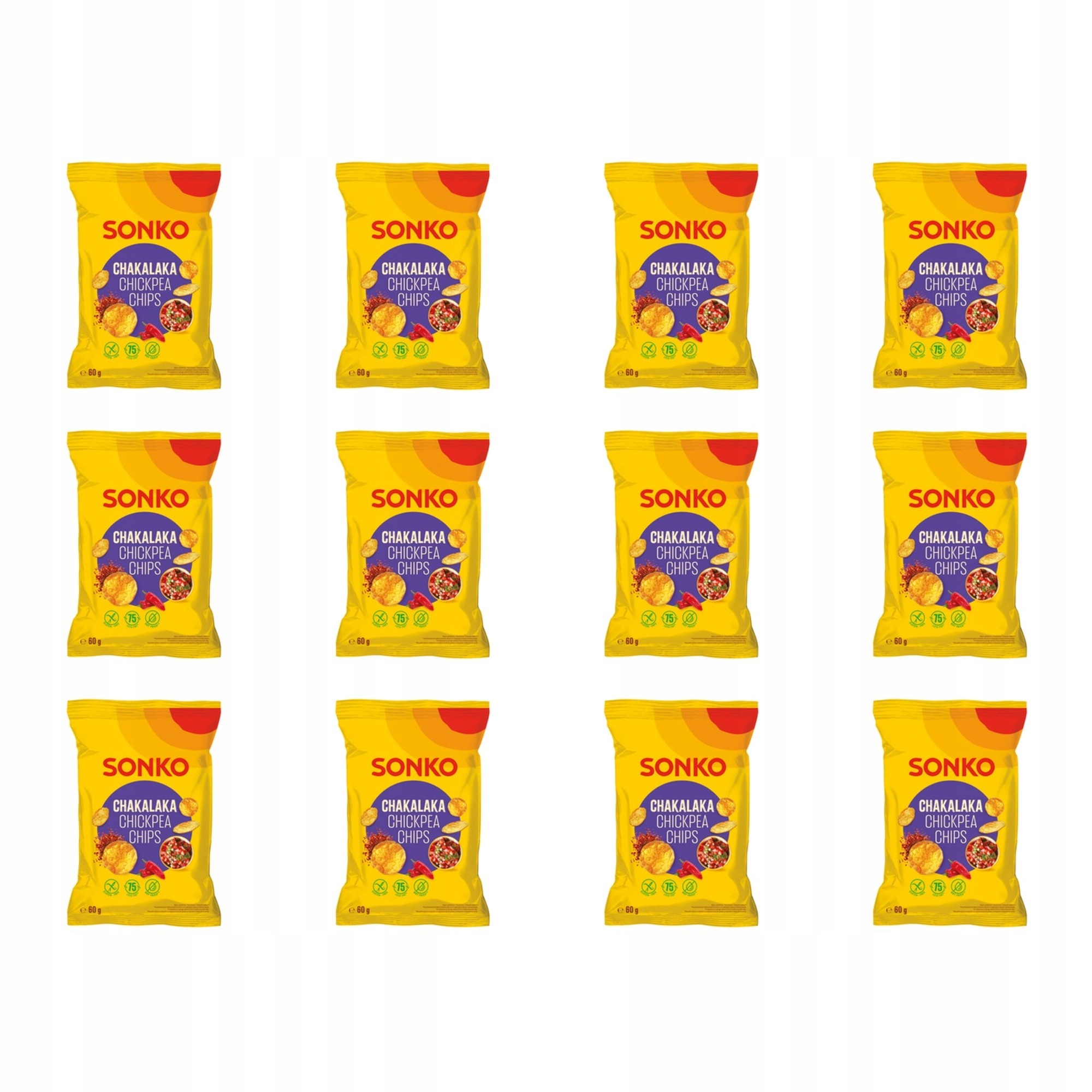 12x 60g Sonko Chipsy z ciecierzycy o smaku chakalaka