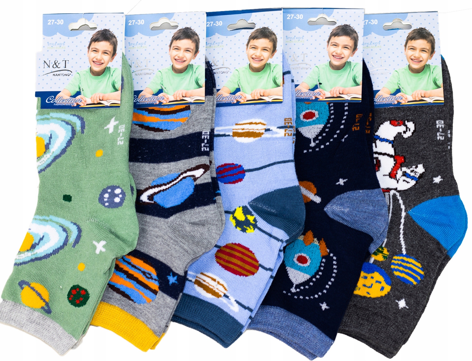 SKARPETKI BAWEŁNIANE DZIECIĘCE WESOŁE KOLOROWE 31-34 5-PAK