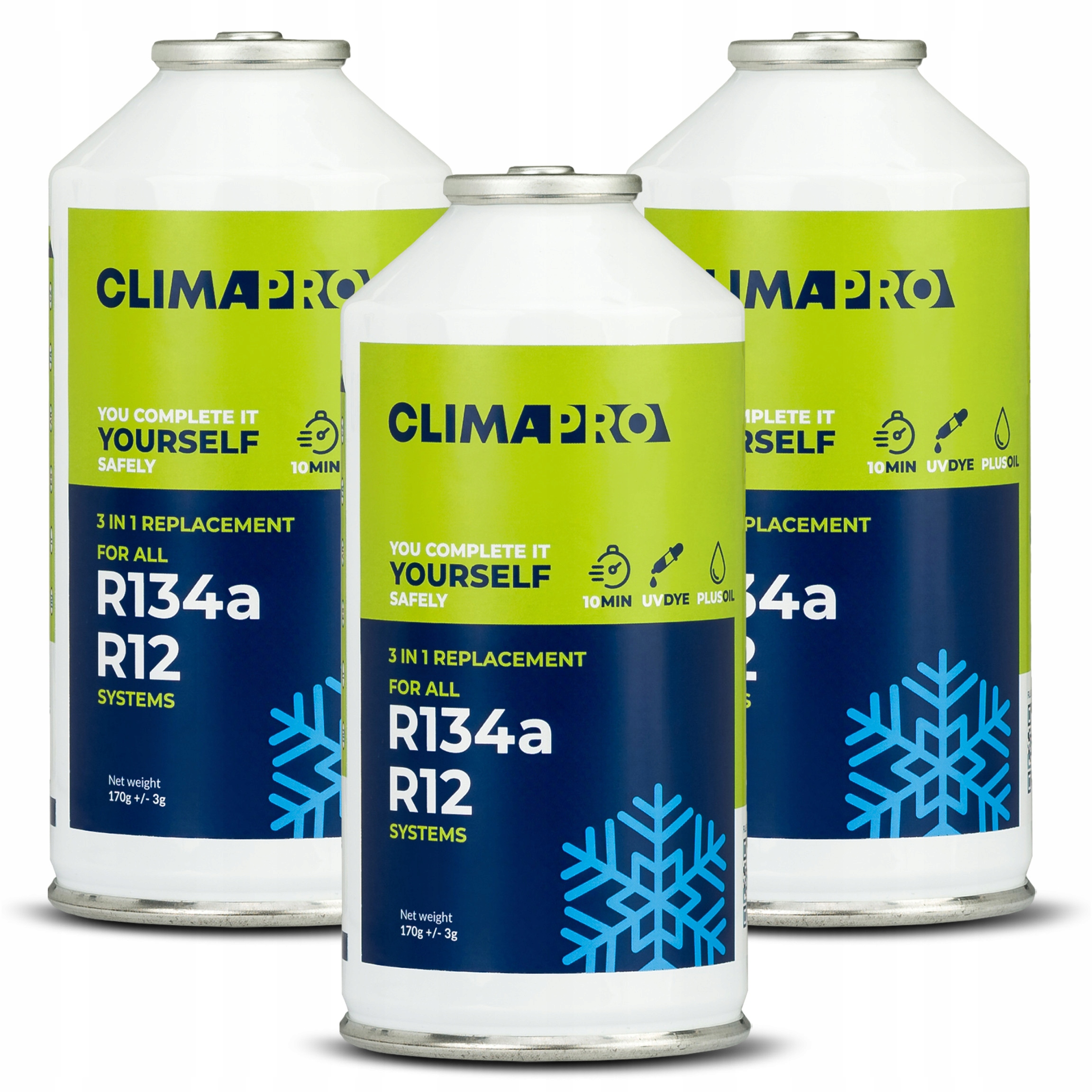 Plynoměr Pro Chlazení V Autě Z R134a R12 3x Plechovka 170G Climapro