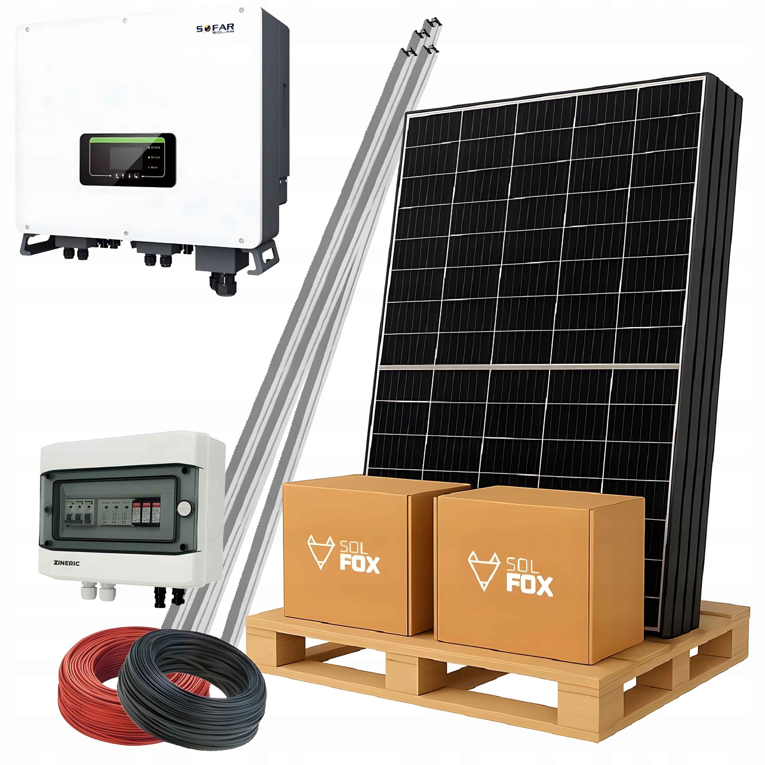 Fotovoltaická sada 10 kW Solární panely Solární střídač Pohovka