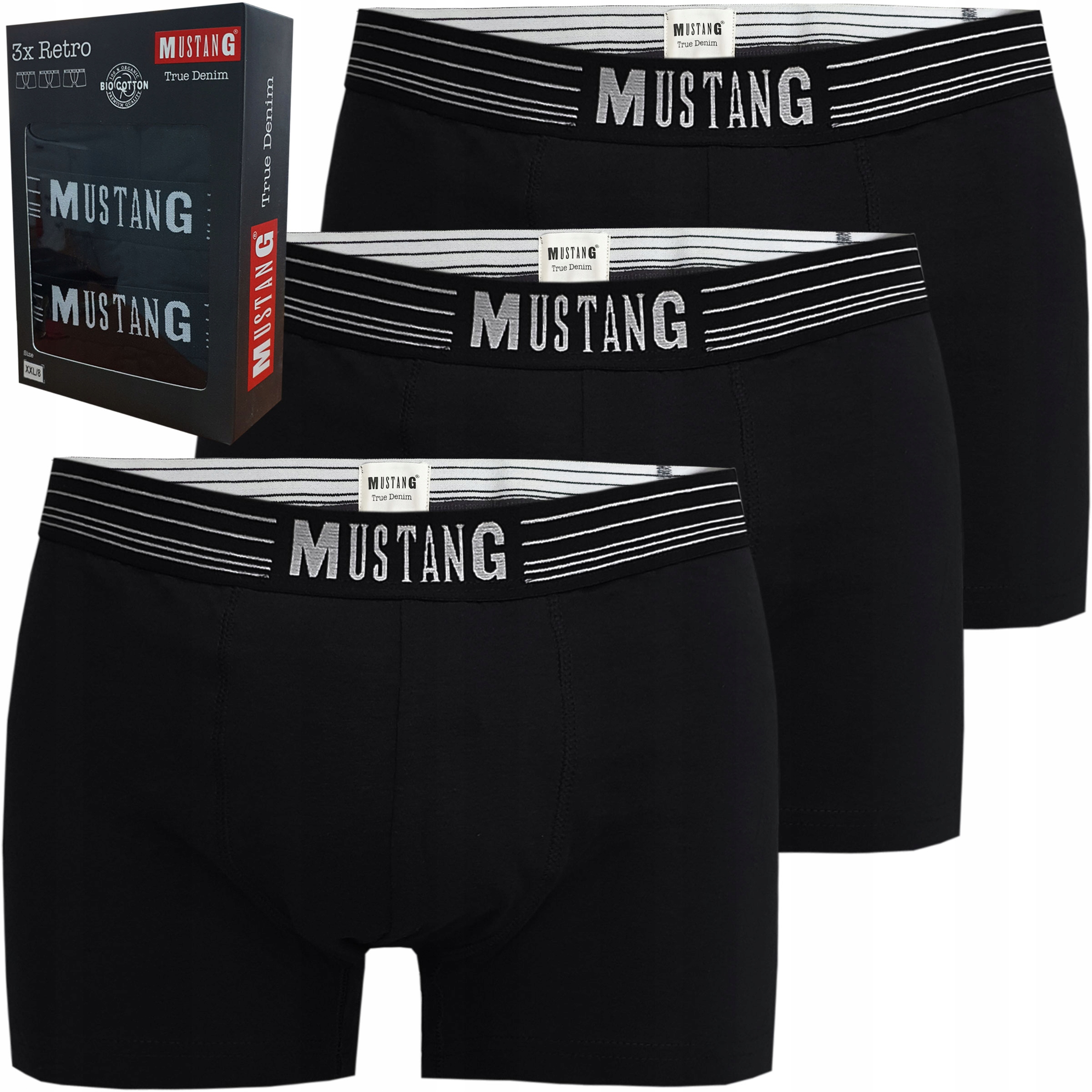 

Bokserki Mustang True Denim 3-pack Retro Cza r. XL