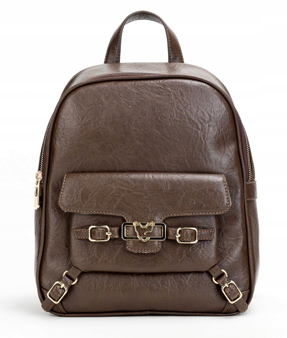 Tmavě Hnědý Dámský Batoh Femestage Klasický S Ozdobnými Přezkami