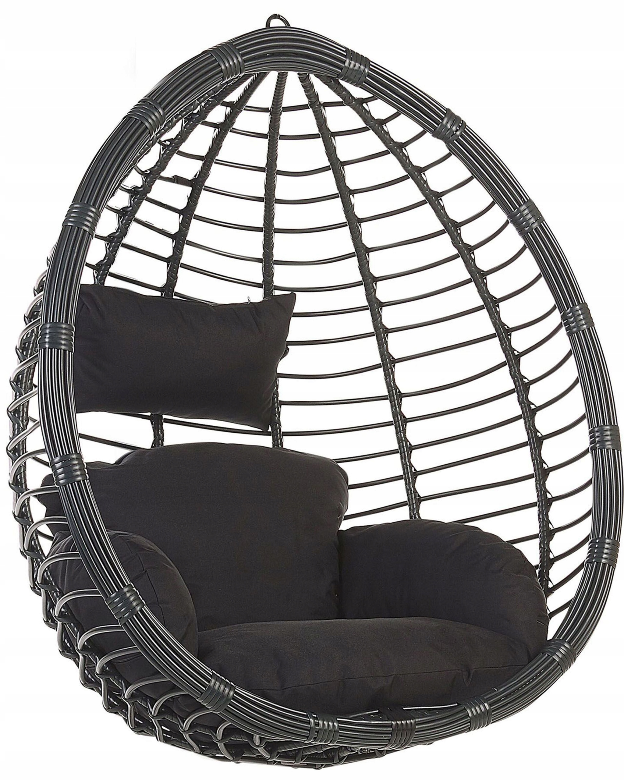 Fotel wiszący bujany jajo rattan czarny