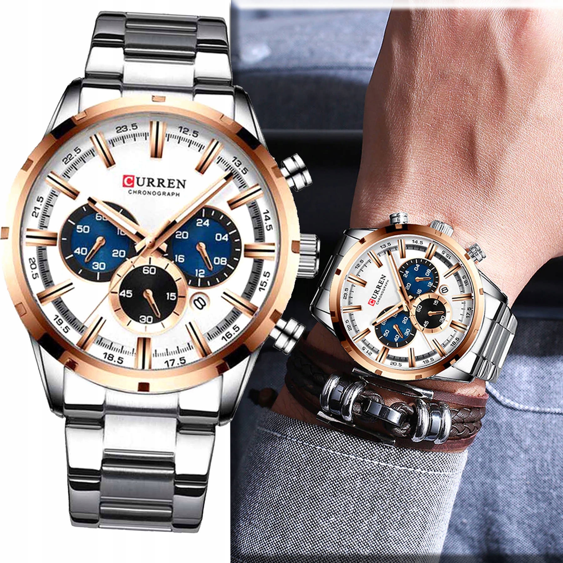 

Modny Zegarek Męski Curren Data Chronograf 4