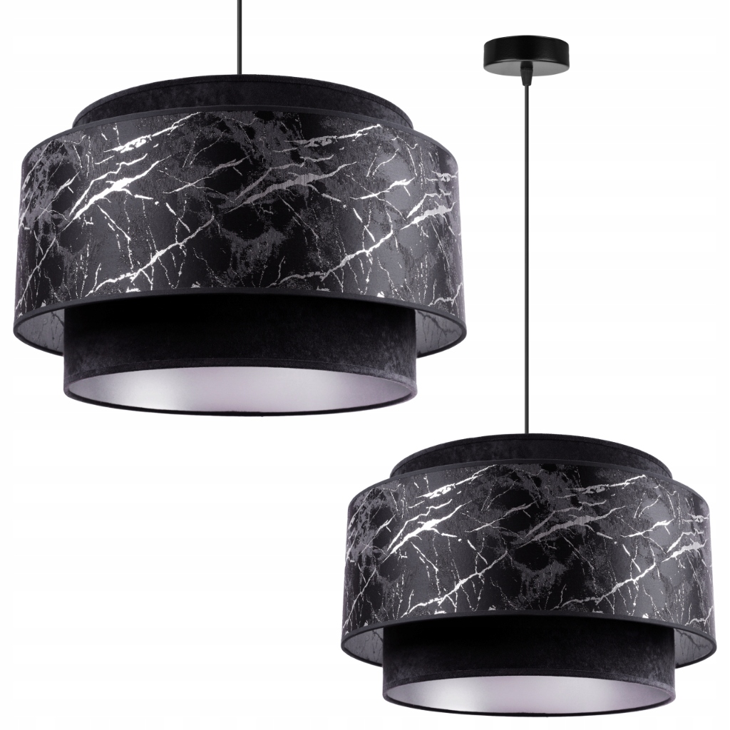 Lampa Sufitowa Wisząca Żyrandol Pojedyncza Abażur Czarny Do Salonu Jadalni