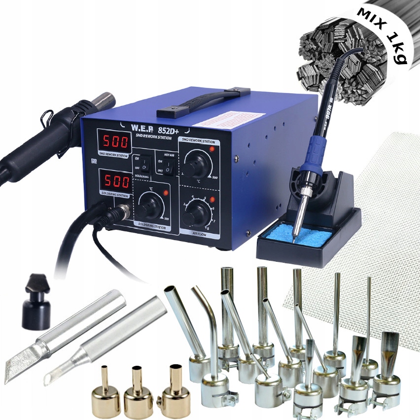 

Spawarka Wep 852D+ dysze 1kg plastiku Gro+żelazko