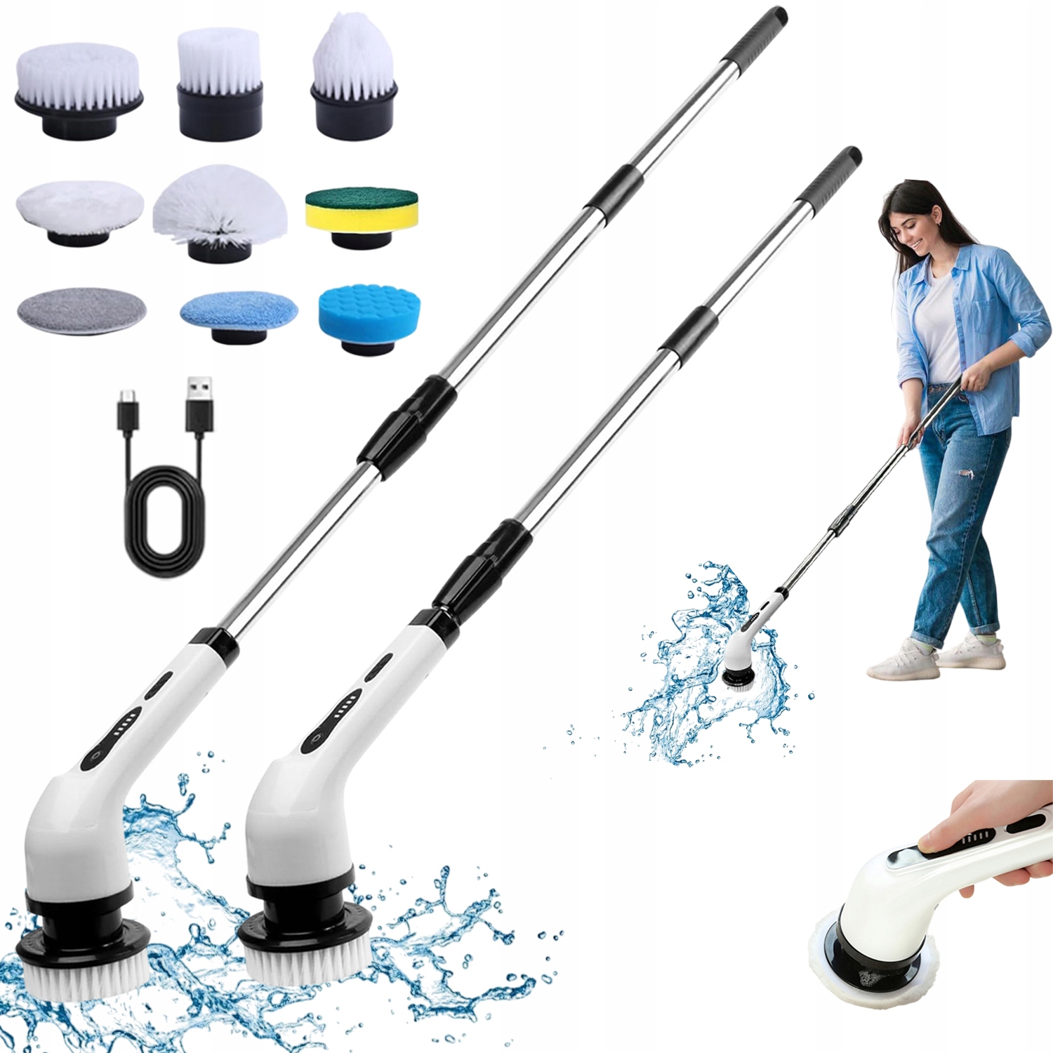 Levně Elektrický Kartáč S Regulací Délky A Rychlosti – Sada Pro Čištění