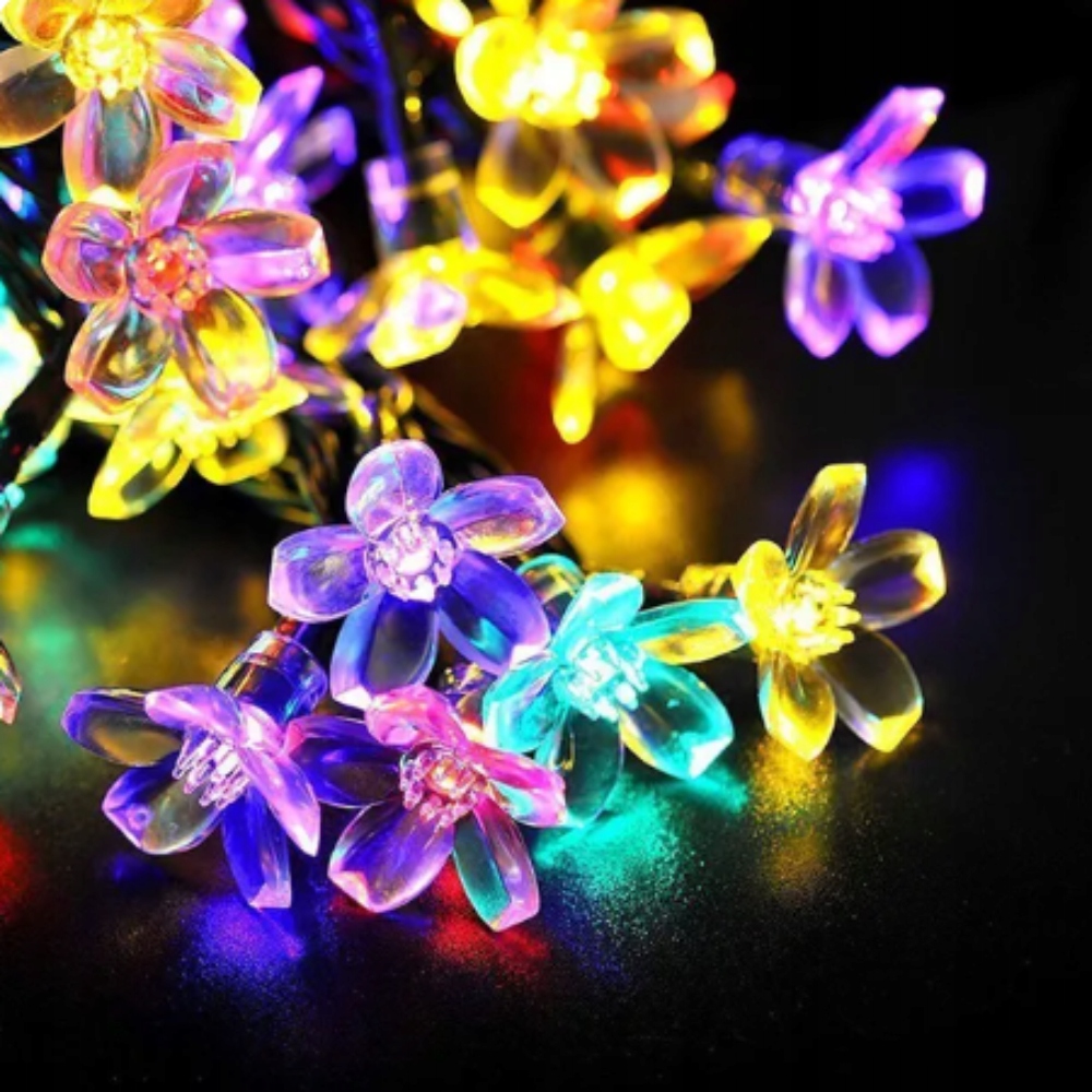 LAMPKI OGRODOWE GIRLANDA SOLARNA LED KWIATKI NA TARAS DO OGRODU 50LED 7M Średnica kuli 3 cm