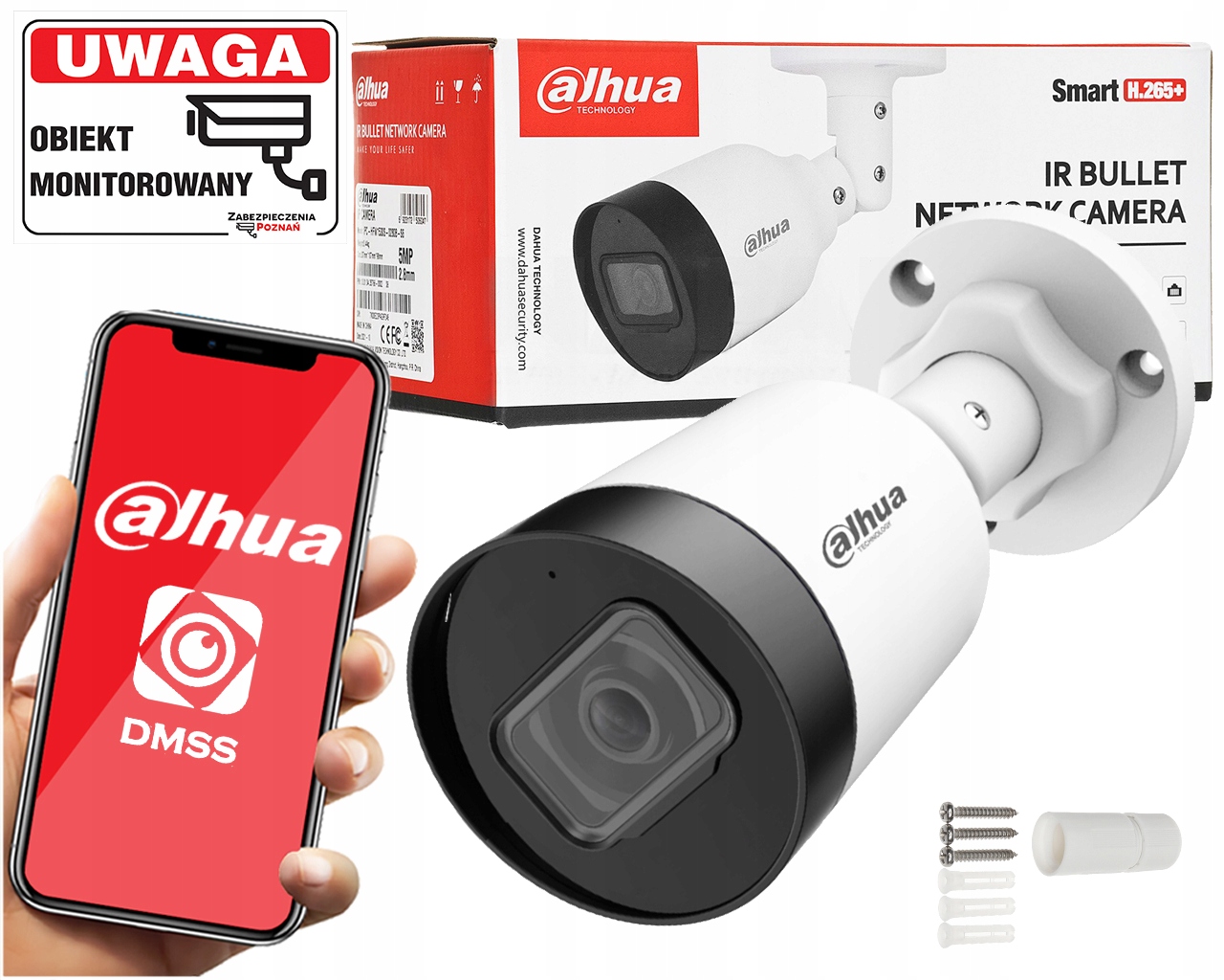 

Kamera Zewnętrzna Domowa Dahua Ip 5mp Poe detekcja