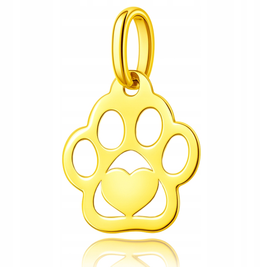 Zlatý přívěsek psí tlapka se srdíčkem v tlapce na řetízek Au 585