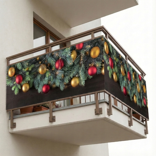 Vánoční dekorace Ochranná plachta na plot/terasu Vánoce 100x250 cm