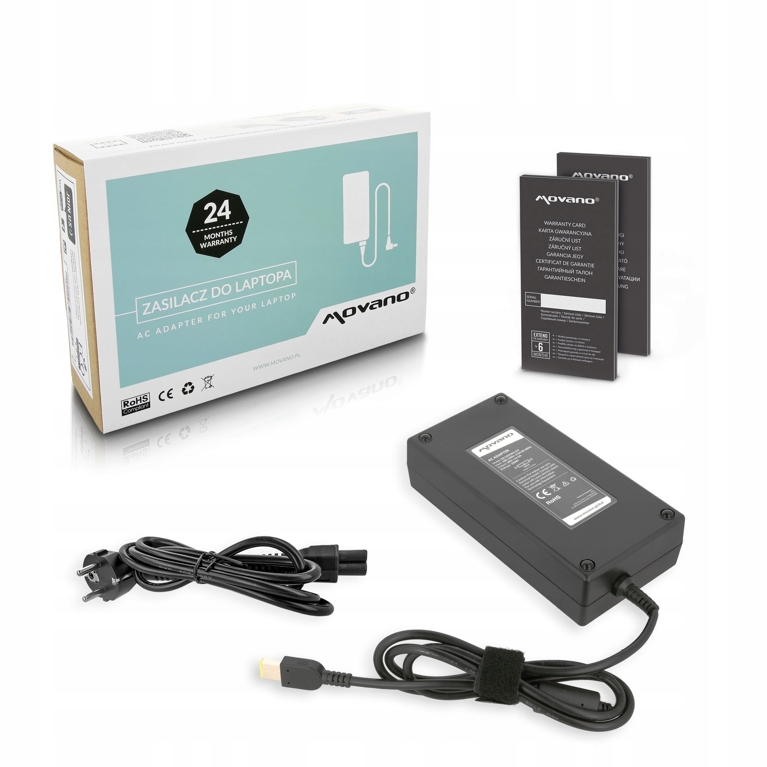 Napájecí adaptér Movano 20v 11.5a (obdélníkový 11.0x4.5 pin Yoga) 230W pro Lenovo