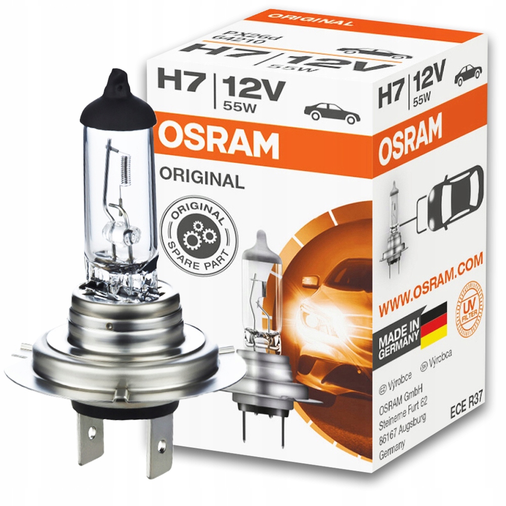 

Osram Żarówka H7 Halogenowa 55W 12V 3300K PX26d