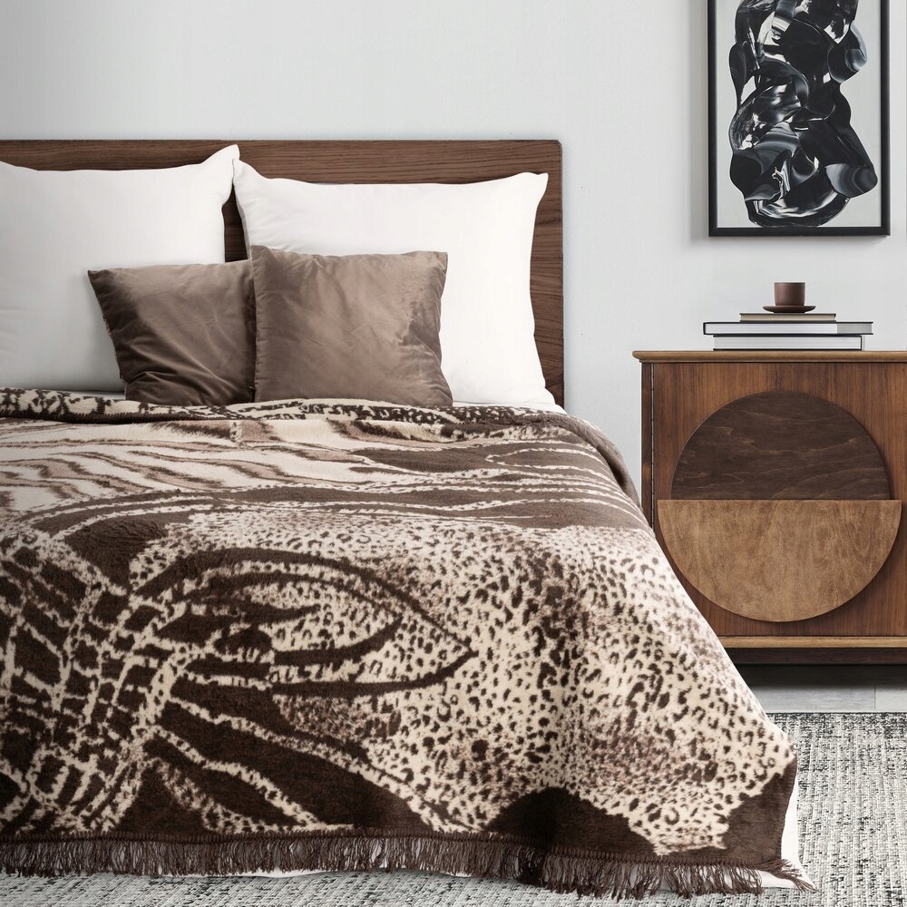 Deka Akryl 220x240 Eva Minge Eurofirany hnědá, krémový zvířecí potisk