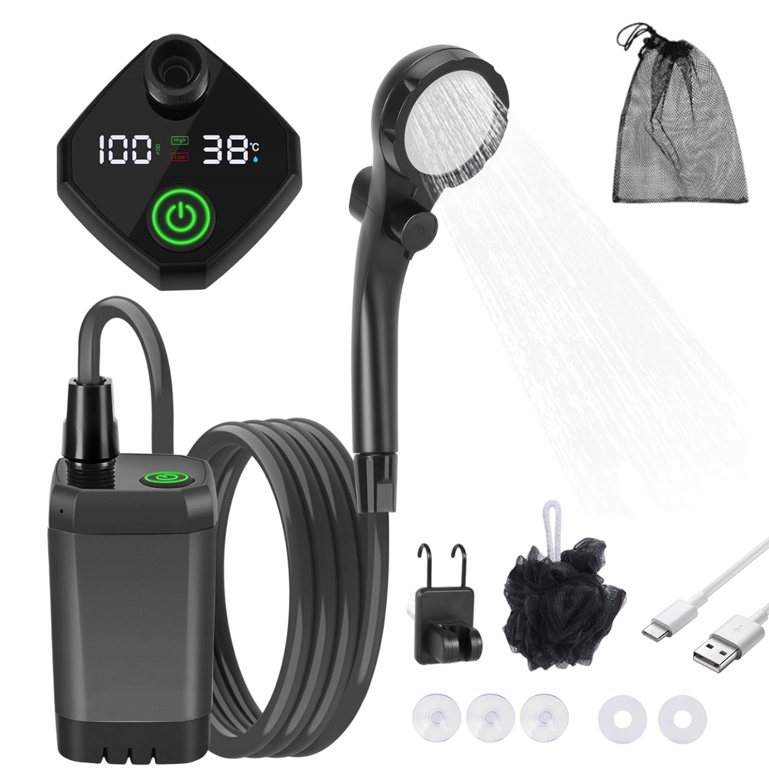 Turistická Kempingová Sprcha Pod Přenosnou Polní Sprchu Pumpa 6000 mAh