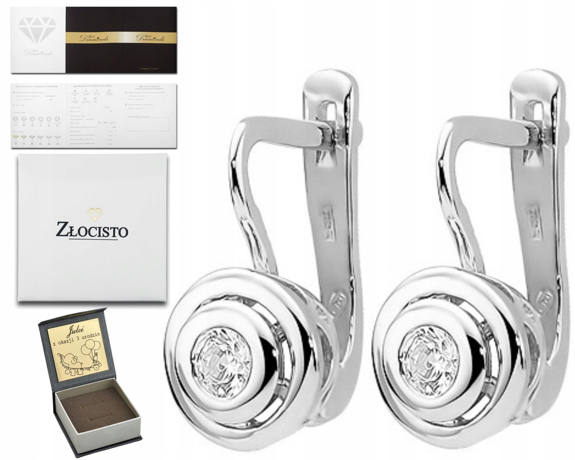 Bílé Zlaté Náušnice S Brilianty 0,20 Ct 0.585 Pr