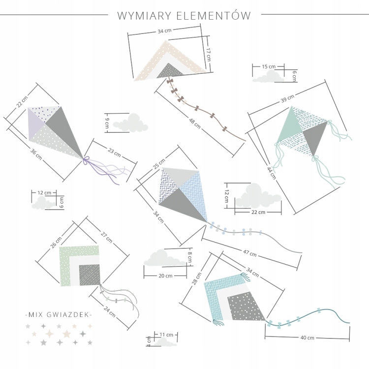 NAKLEJKA NA ŚCIANĘ NIEBIESKO-ZIELONE LATAWCE CHMURY NIEBO Marka YokoDesign